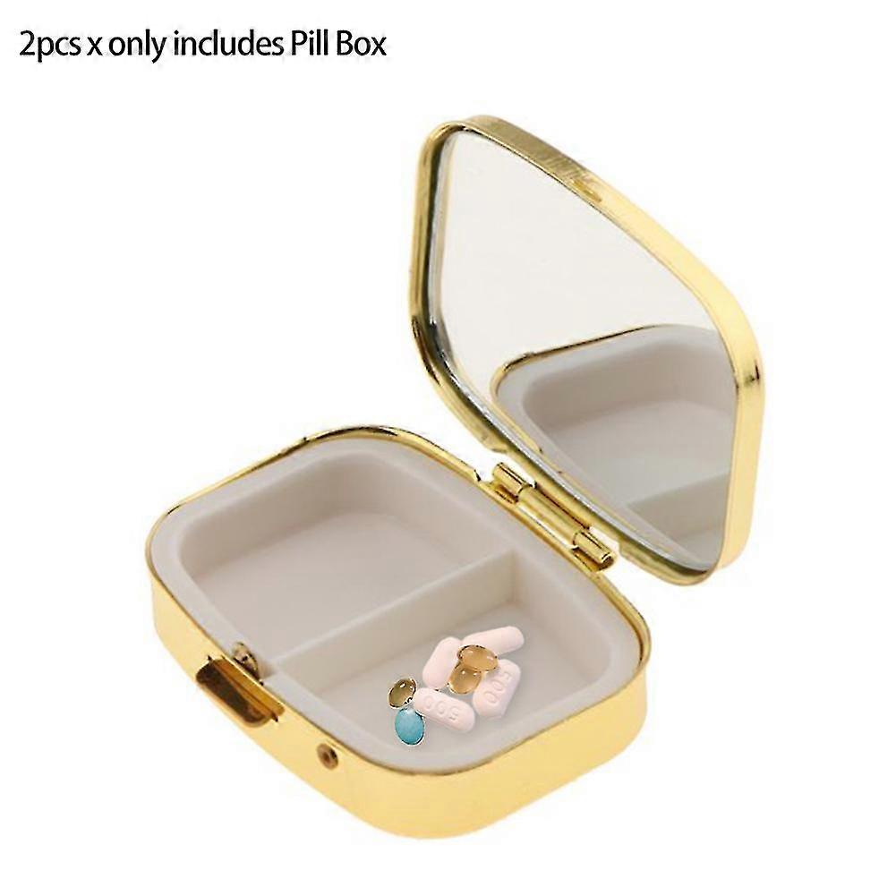 2pcs Daily Tablet Holder Pill Box Foldable Portable 2 Compartments