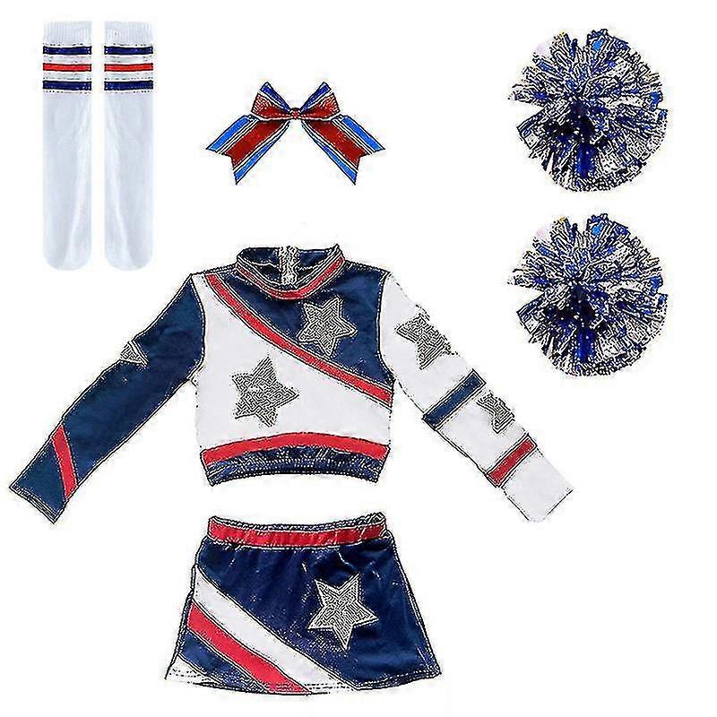 Uniforme da cheerleading per ragazze con Pom Pom e calze, uniforme da cheerleading per bambini