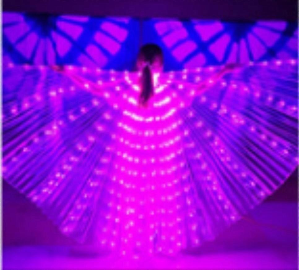 145cm 2023 Nowe długie led Isis Wings Belly Dance Cloth Performance Kostiumy dla dorosłych z regulowanym kijem wielokolorowym