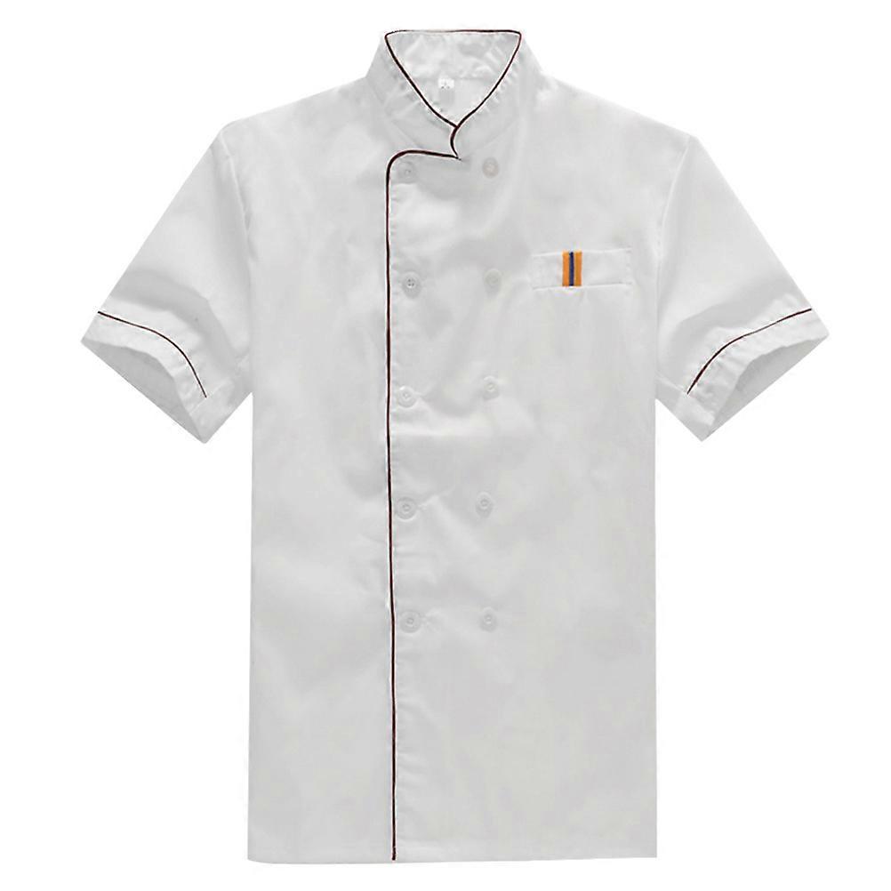 Unisex Summer Short-sleeved Chef Uniform Basical Chef Tops Catering Shirt for Bakery Hotel Restaurant - Size XL (White)