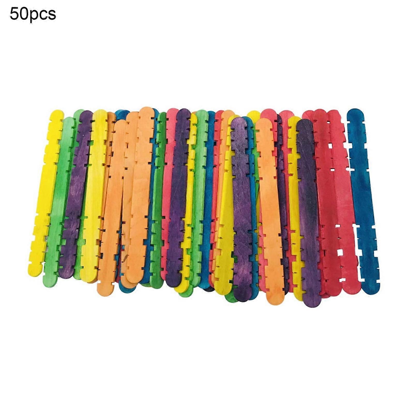 JIKAIX 50 buc / set Artizanat creativ Realizarea de înghețată Stick DIY Lemn natural Ice Pop Stick Craft Tools