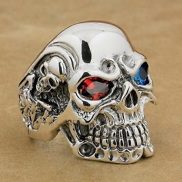 Vintage Eye Skull Ring For Men Male Gothic Punk Biker Skeleton Stainless Steel Jewelry