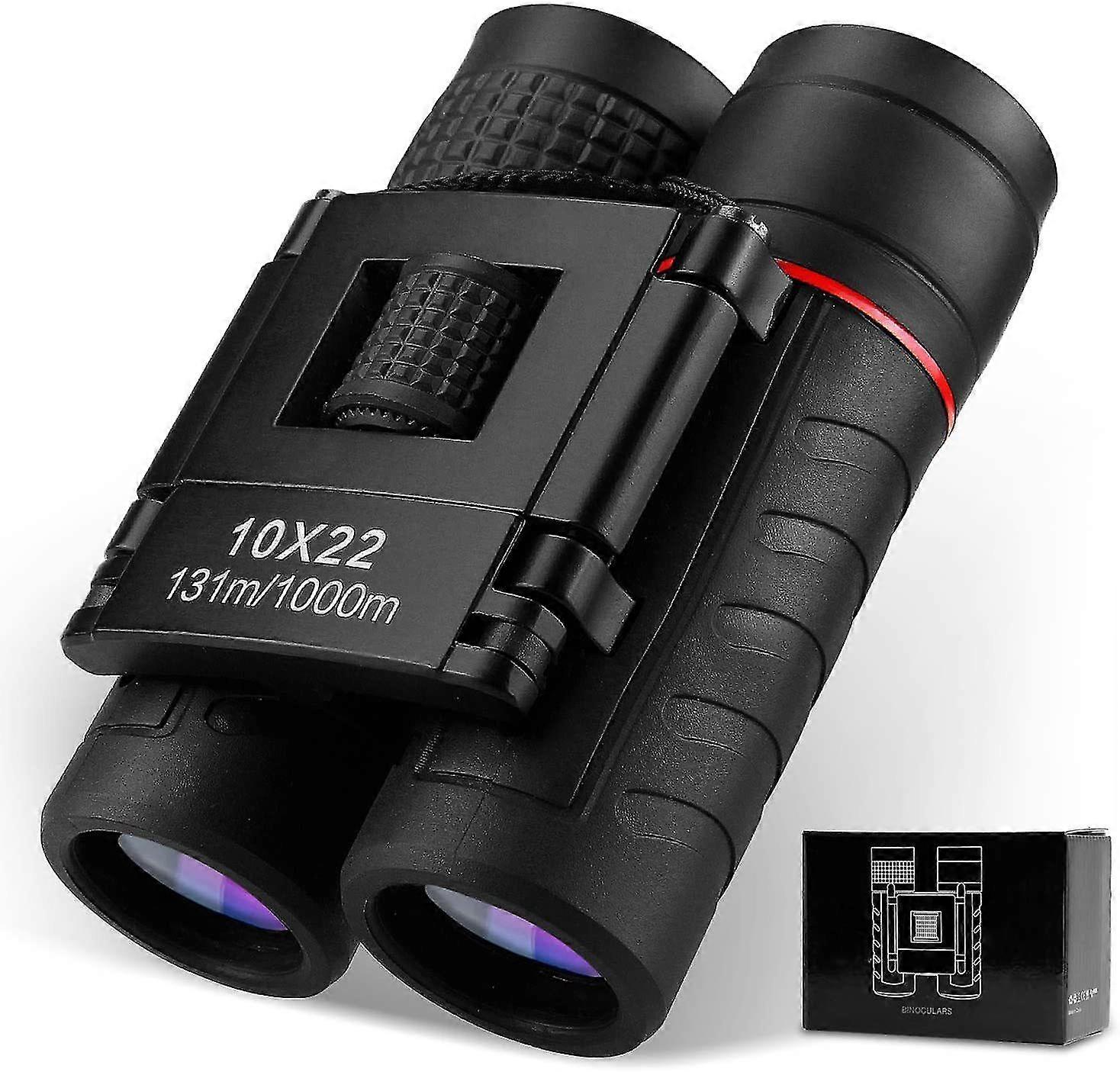 Mini Binoculars, 10x22 Compact Foldable Binoculars with Carrying Bag, Small Binoculars, Waterproof Binoculars, Telescopes for Bird Watching, Hiking, H