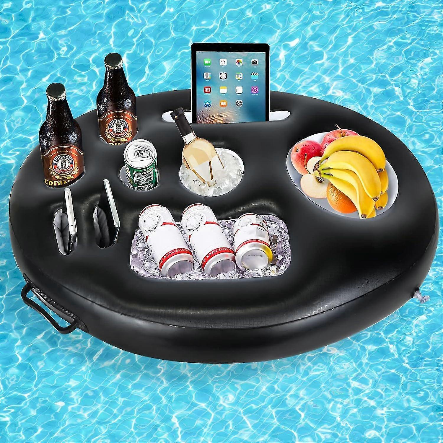 Pool Bar, 2-in-1 Drinks and Snack Holder, Inflatable Drink Holder Floating, Large Capacity Floating Coasters For Summer Swimming Pool Party