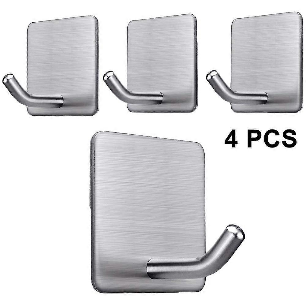 Sunrain 4 Pack självhäftande krokar Heavy Duty Stick På väggdörrskåp Rostfritt stål Handduk Coat Kläder Krokar Självhäftande hållare för hängande kök