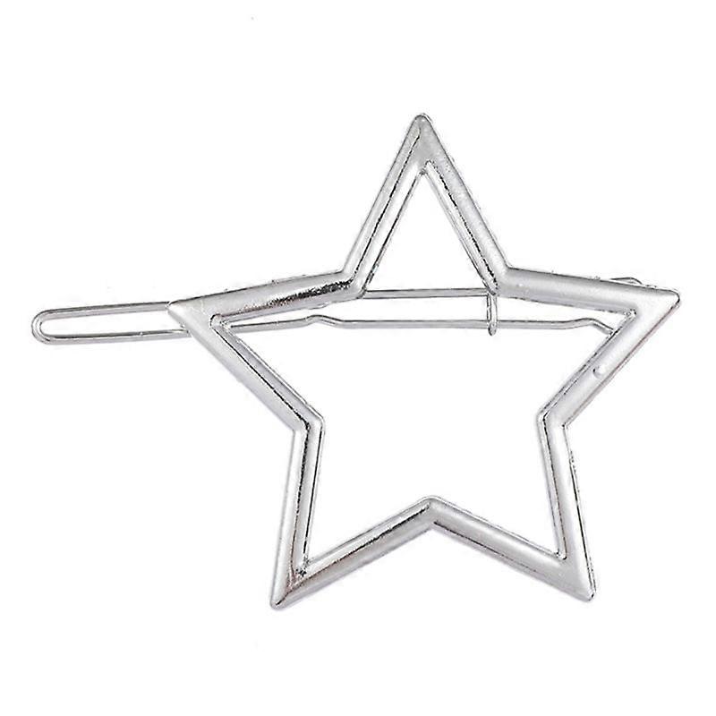 スターバレット幾何学的なヘアクリップヘアバレットメタルヘアクリップ女性用シルバーハートヘアピンムーンスターヘアクリップDXAA