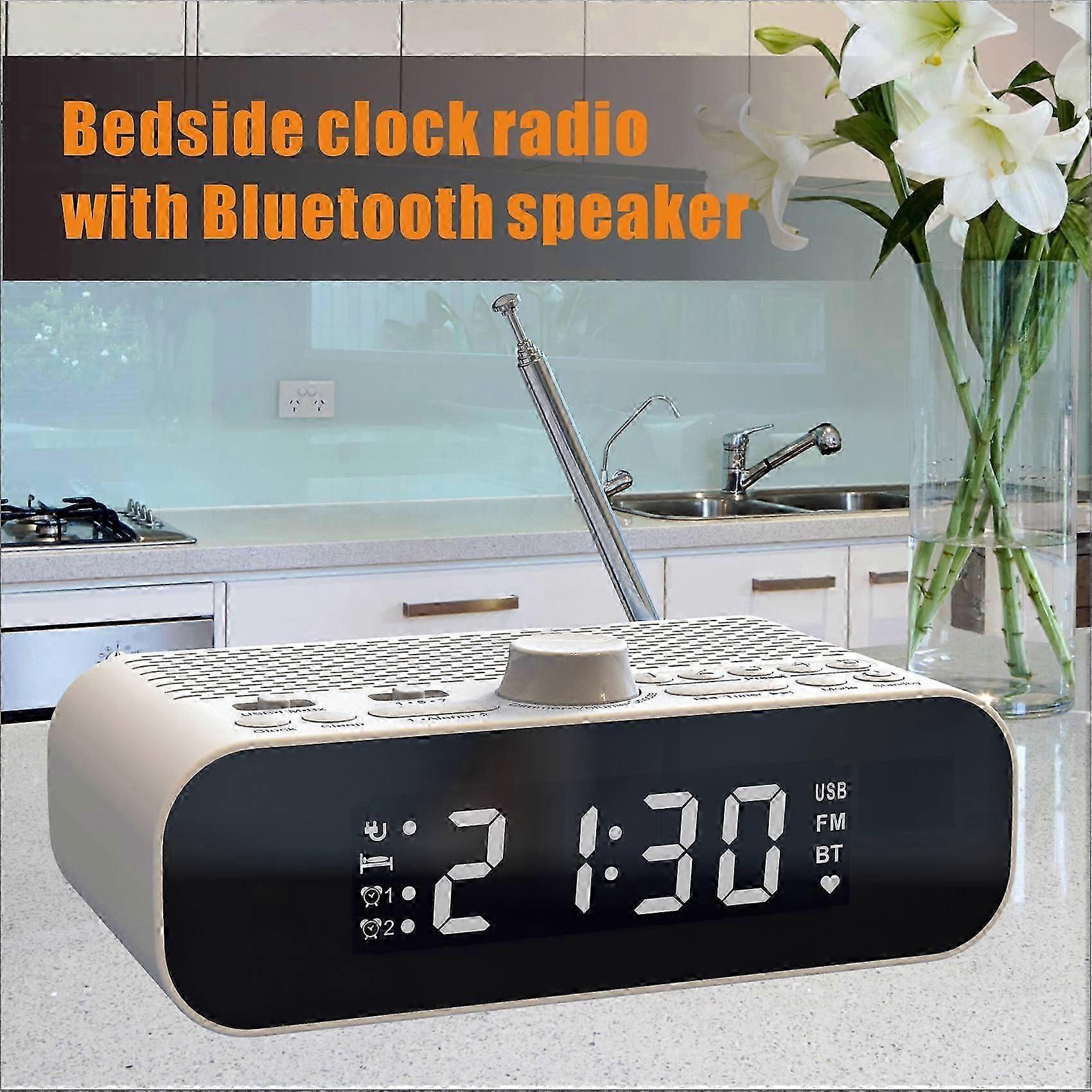 Fm Clock Radio With Bluetooth Streaming Play Led Display Dual Alarm ...