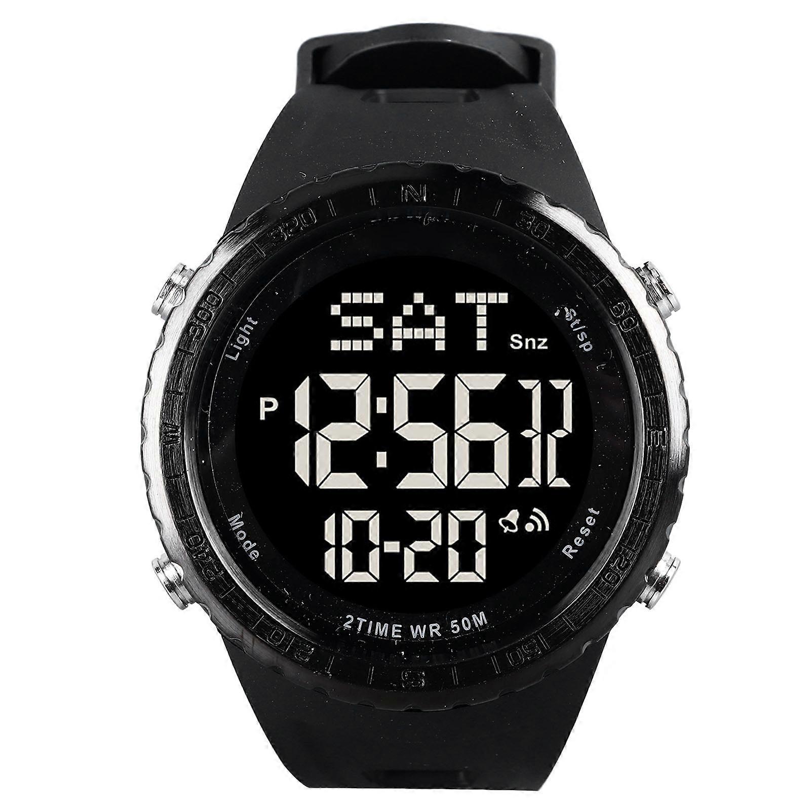 Black Men's Analog Digital Watch: Water Resistant LED Display with Calendar, Alarm, Backlight, and Fashion Chronograph