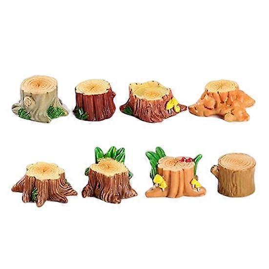 1 Set Mini Stump Statue Weather-resistant Attractive Resin Delicate Detail Garden Miniature Yard