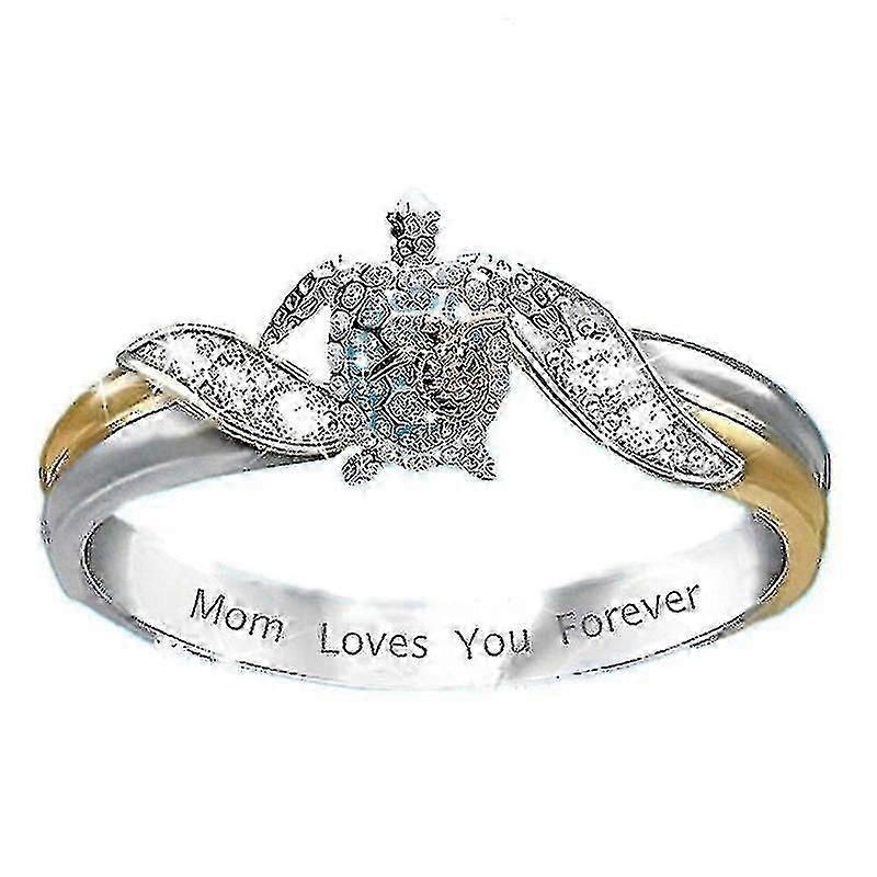 Turtle Ring Moeder houdt van je Forever Turtle Ring Zeeschildpad Crystal Studded Sieraden