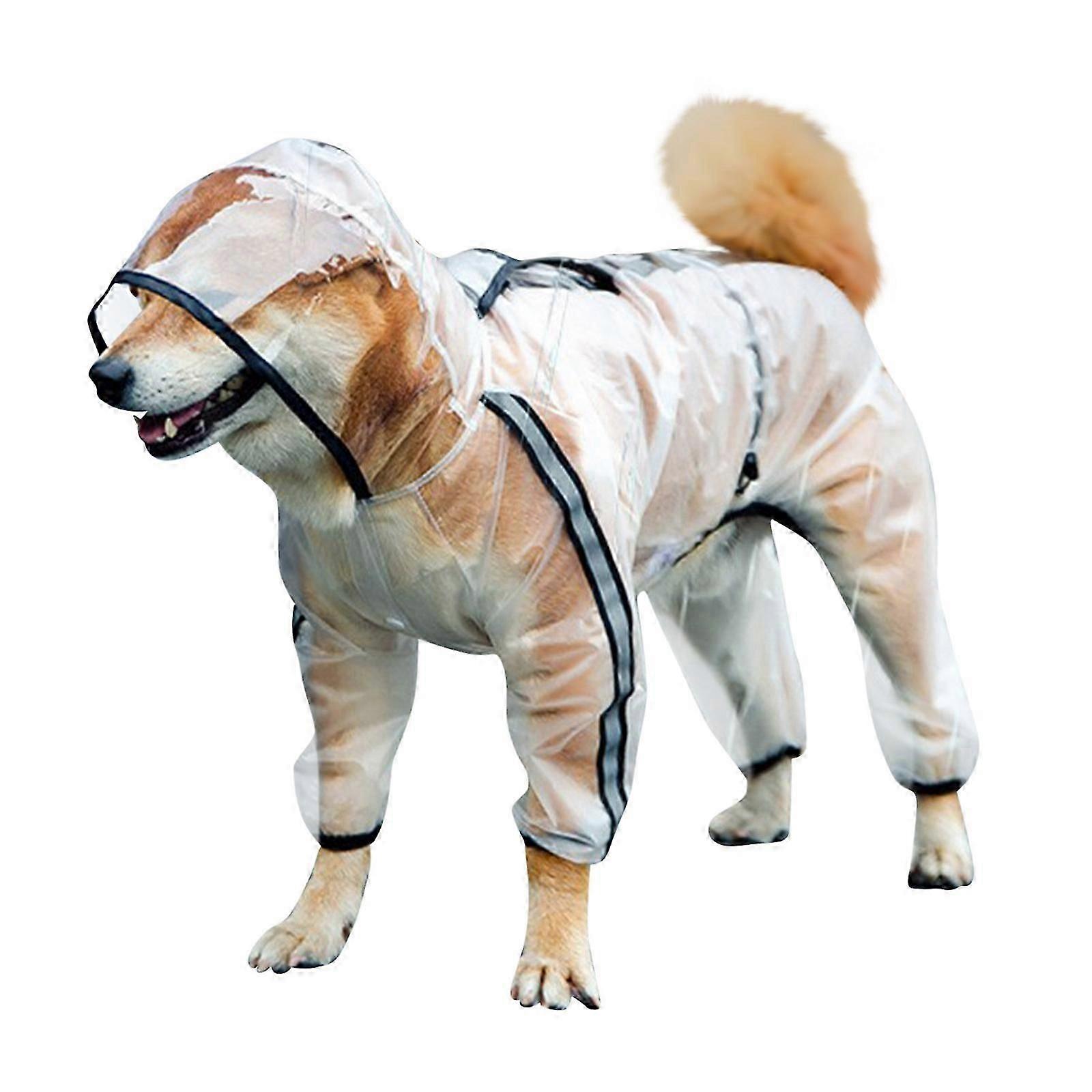 Pet Puppy Transparent Rainwear Hooded Waterproof Jackets Clothes Soft Pu Small Dogs Raincoat Rain