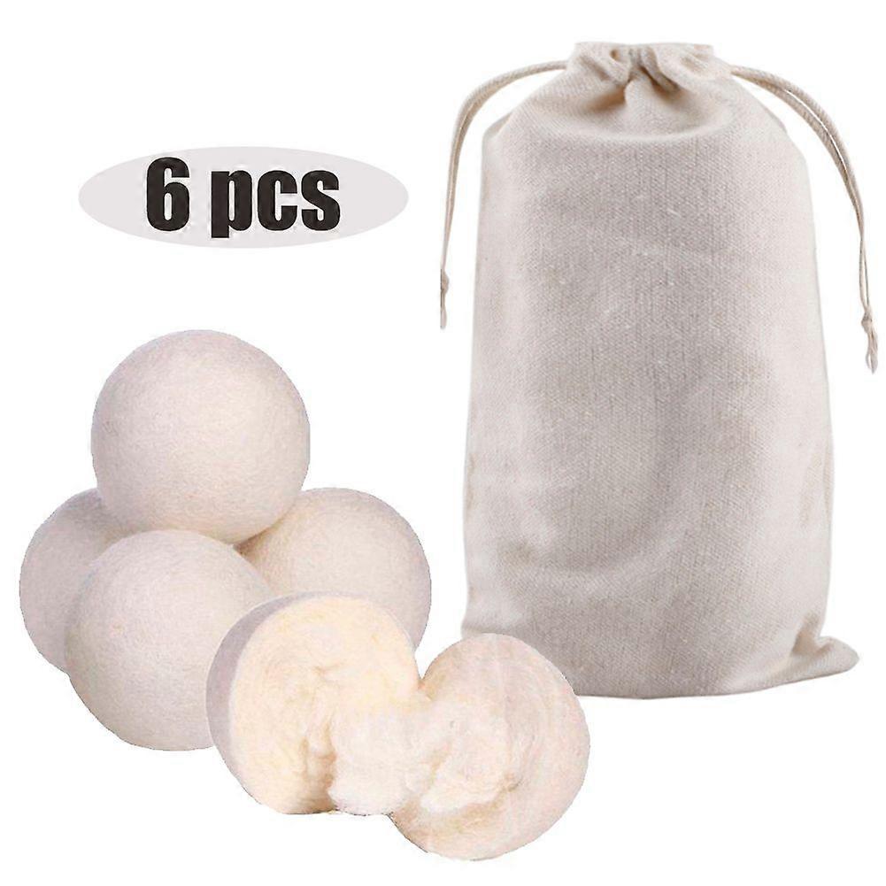 Wool Dryer Balls - Natural Fabric Softener, Reusable, Reduces Clothing Wrinkles and Saves Drying Time(Pack of 6)
