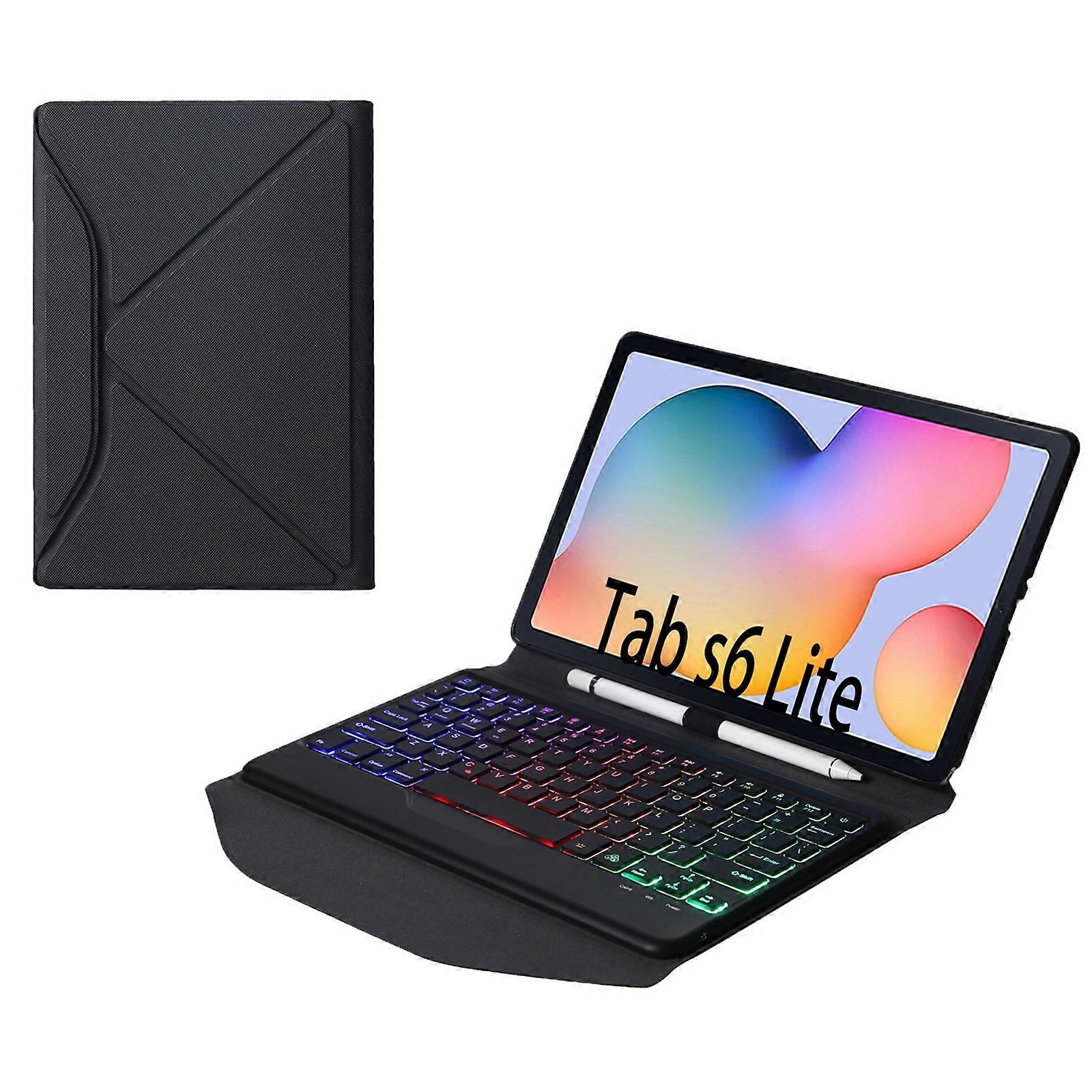 B610S Diamond Texture Triangle Back Holder Splittable Bluetooth Keyboard Leather Tablet Case with Backlight for Samsung Galaxy Tab S6 Lite