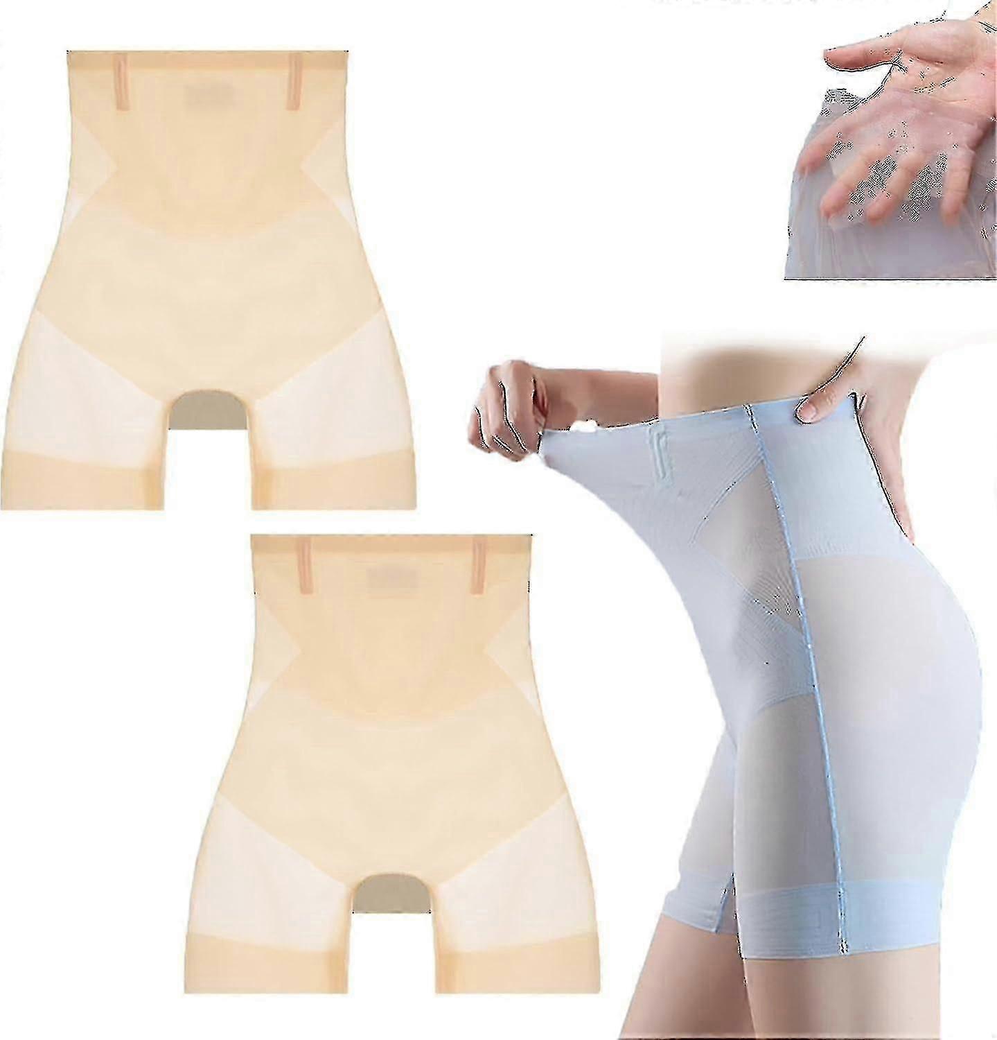 2pcs Ultra-thin Cooling Tummy Shapewear, Ultra Tummy Hip Lift Panties, Seamless Ice Silk High Waisted Underwear