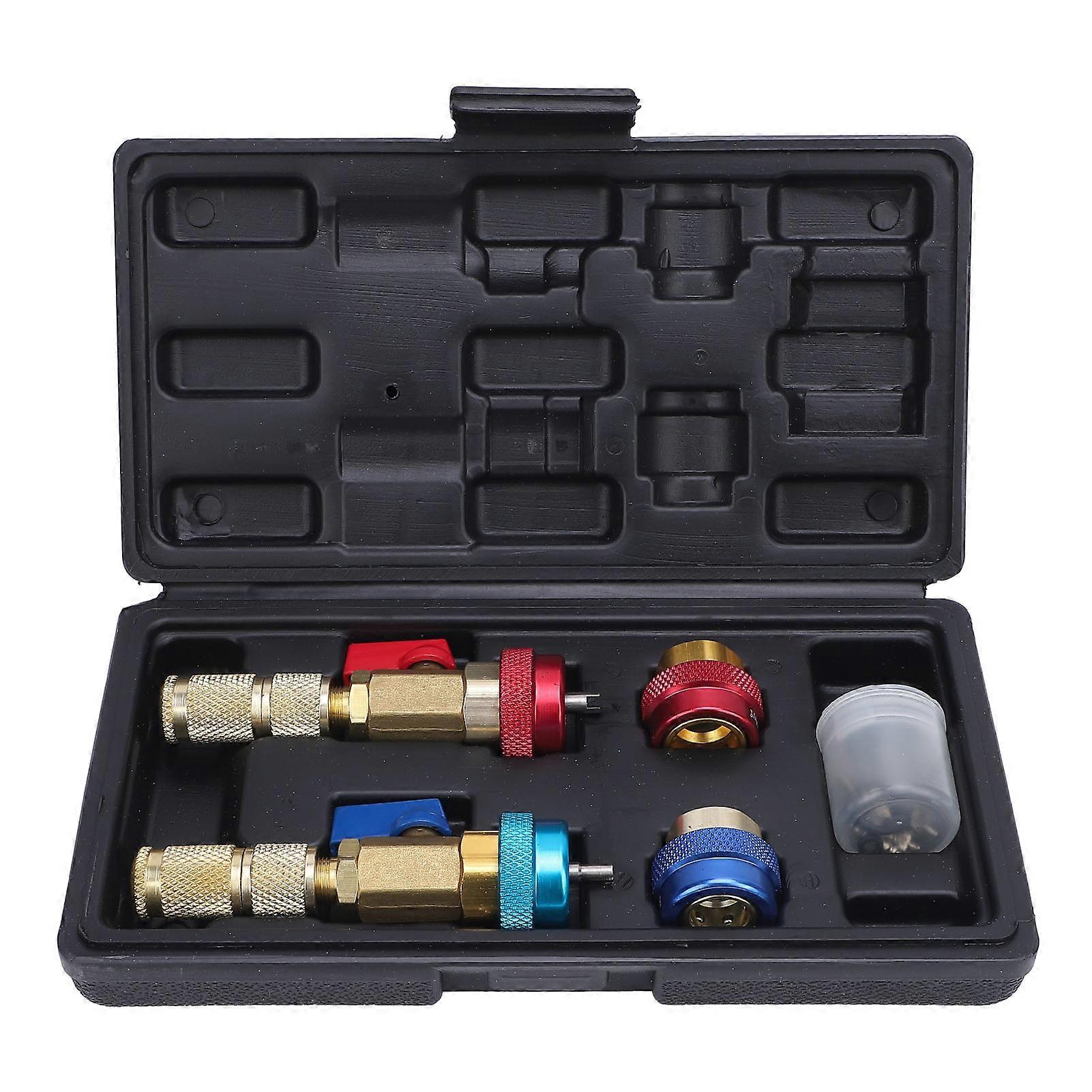 BOROCO R134A Valve Core Quick Remover Installer Kit Stainless Steel Brass High Low Pressure AC Valve Core Removal Tool for Car Air Conditioning System
