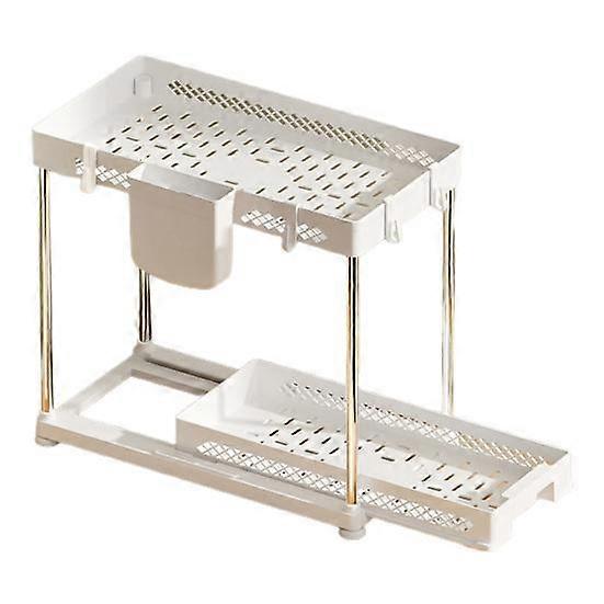 Pull-Out Drawers Organizer Storage Rack Large Capacity Dual Layer Easy Drainage Ventilation Under-Sink Organizer Storage Holder