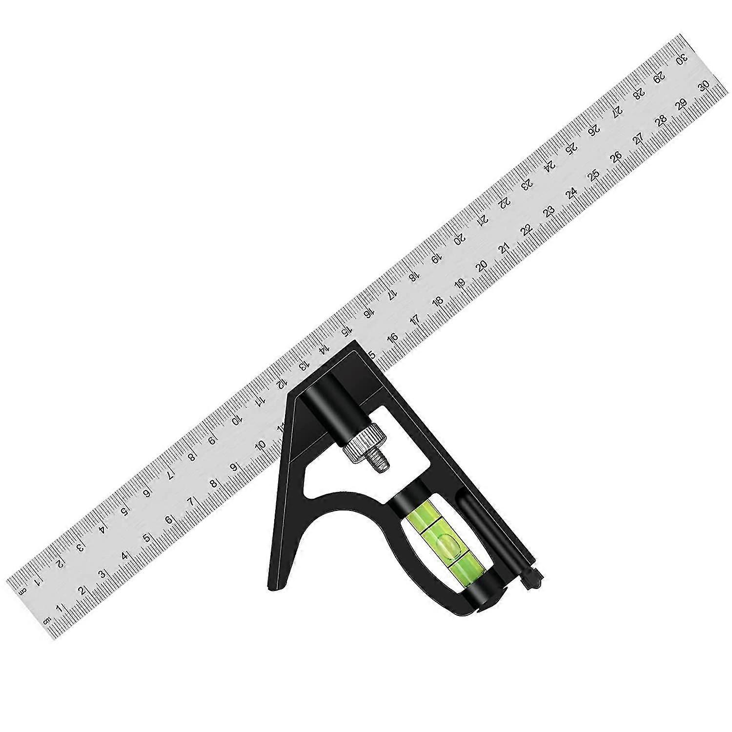 300mm Stainless Steel Combo Angle Ruler, Square Combo Ruler, Adjustable Measuring Tool for Drawing, Measuring, Marking