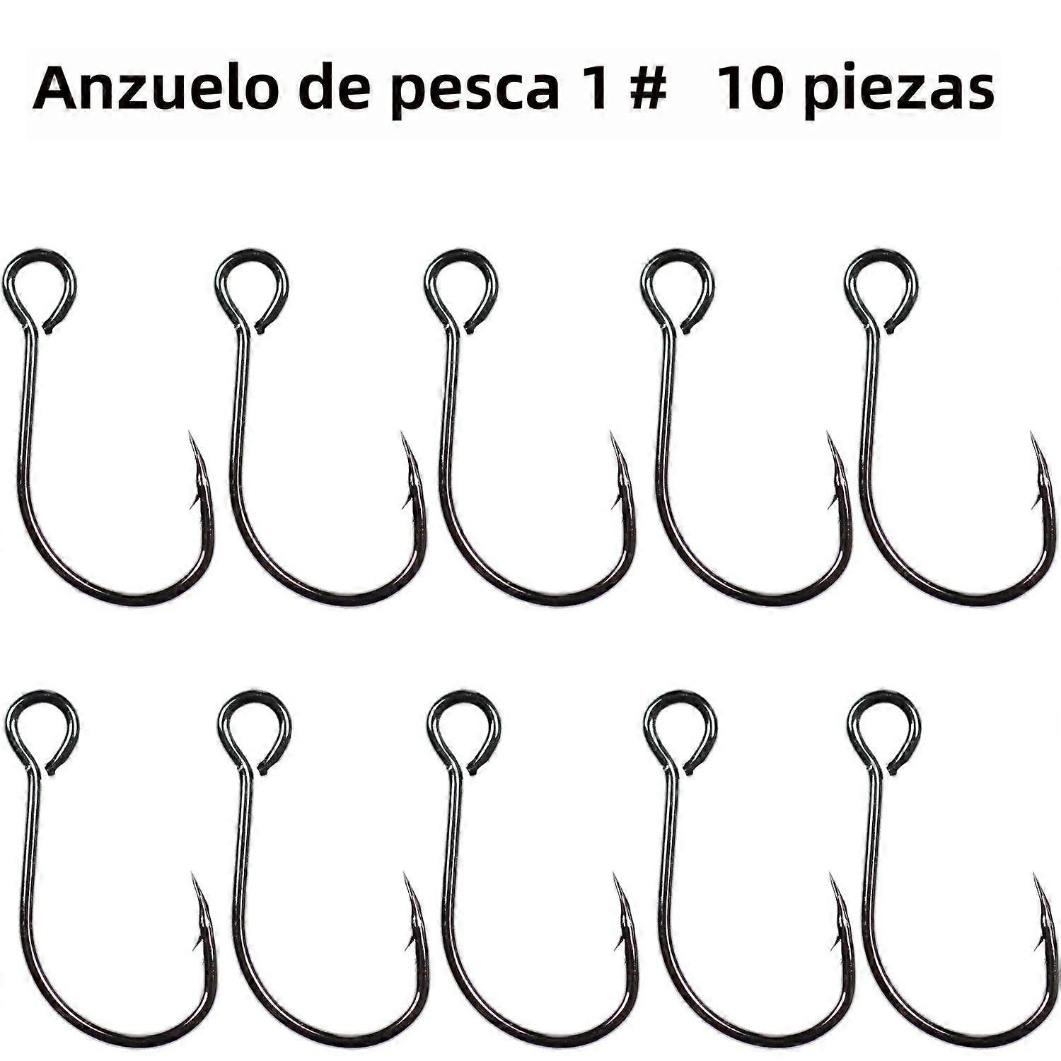 Set of 10 High Carbon Fishing Hooks Single Hook with Line Included Barbed Size #8-#3/0 Fishing Accessories
