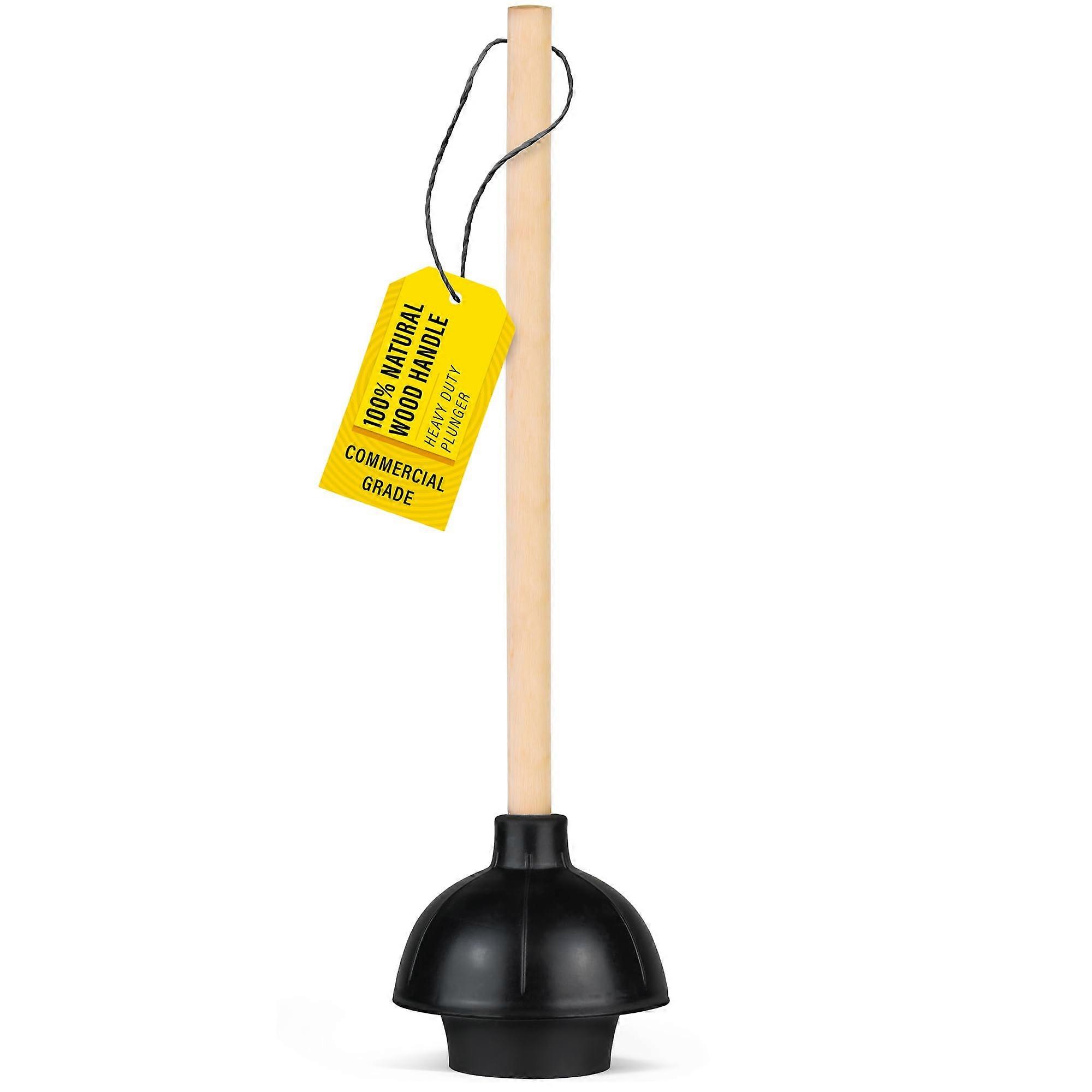 Toilet suction cup, 22" wooden handle, double push rubber suction tip