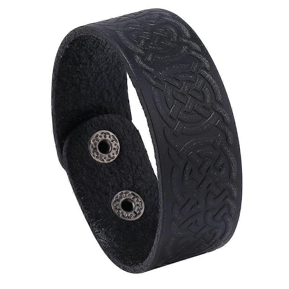 Vintage Leather Bracelet With Simple Embossed Pattern For Men Retro Style Leather And Iron Alloy Material