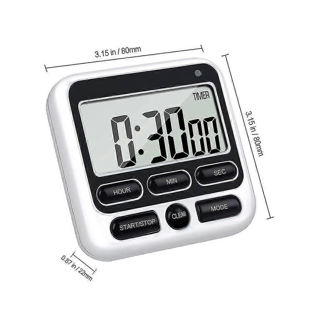 Large Lcd Digital Kitchen Timer Countdown 24 Hours Magnetic Timer, Student And Child Learning Reminder Timer. (Black)