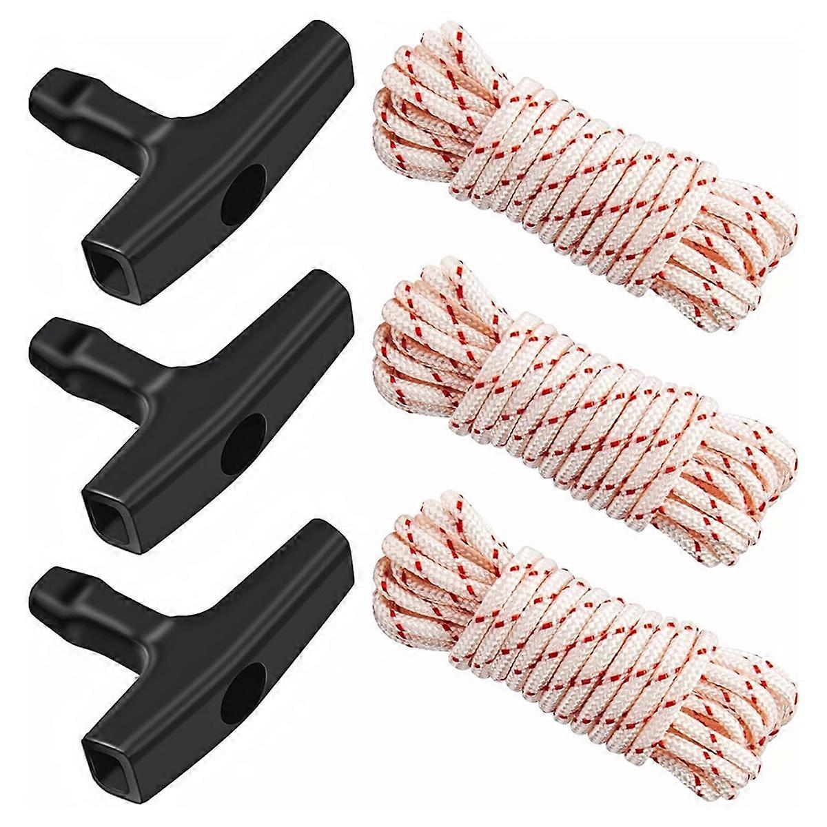 3Pack 10 Ft X 9/64in(3.5mm) Pull Cord Rope with StarterHandle, Braided Ropes with High Tensile Stre