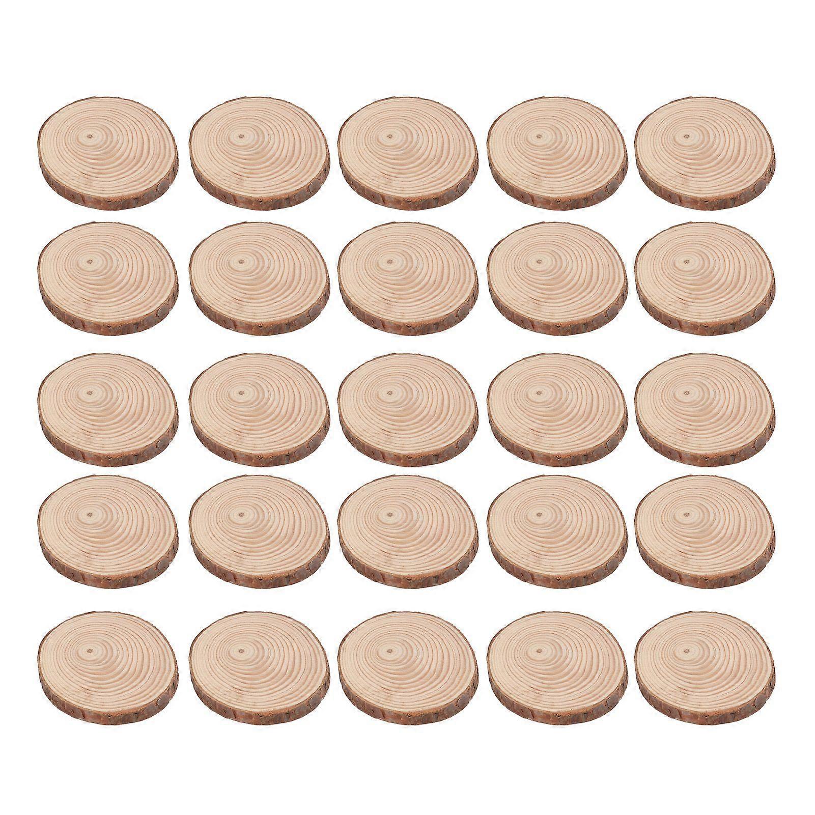 25Pcs Wood Slice Pine Cup Coaster Props Home Decoration Ornament for Home Office M