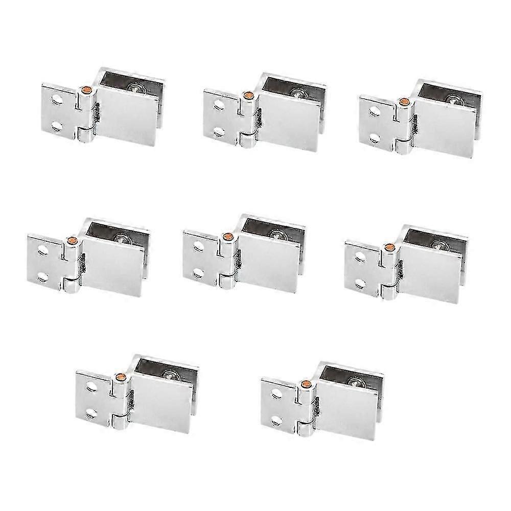 Set Of 8 Glass Door Hinges, 5mm-8mm Adjustable Rectangle Single Clip For Cabinet Cupboard Glass Doo
