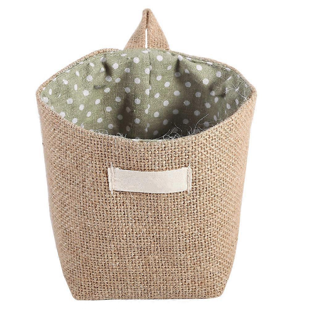 Cotton Linen Hamper Wall Hanging Bag Gadget Storage Organizer Foldable Basket Dots Pattern Medium