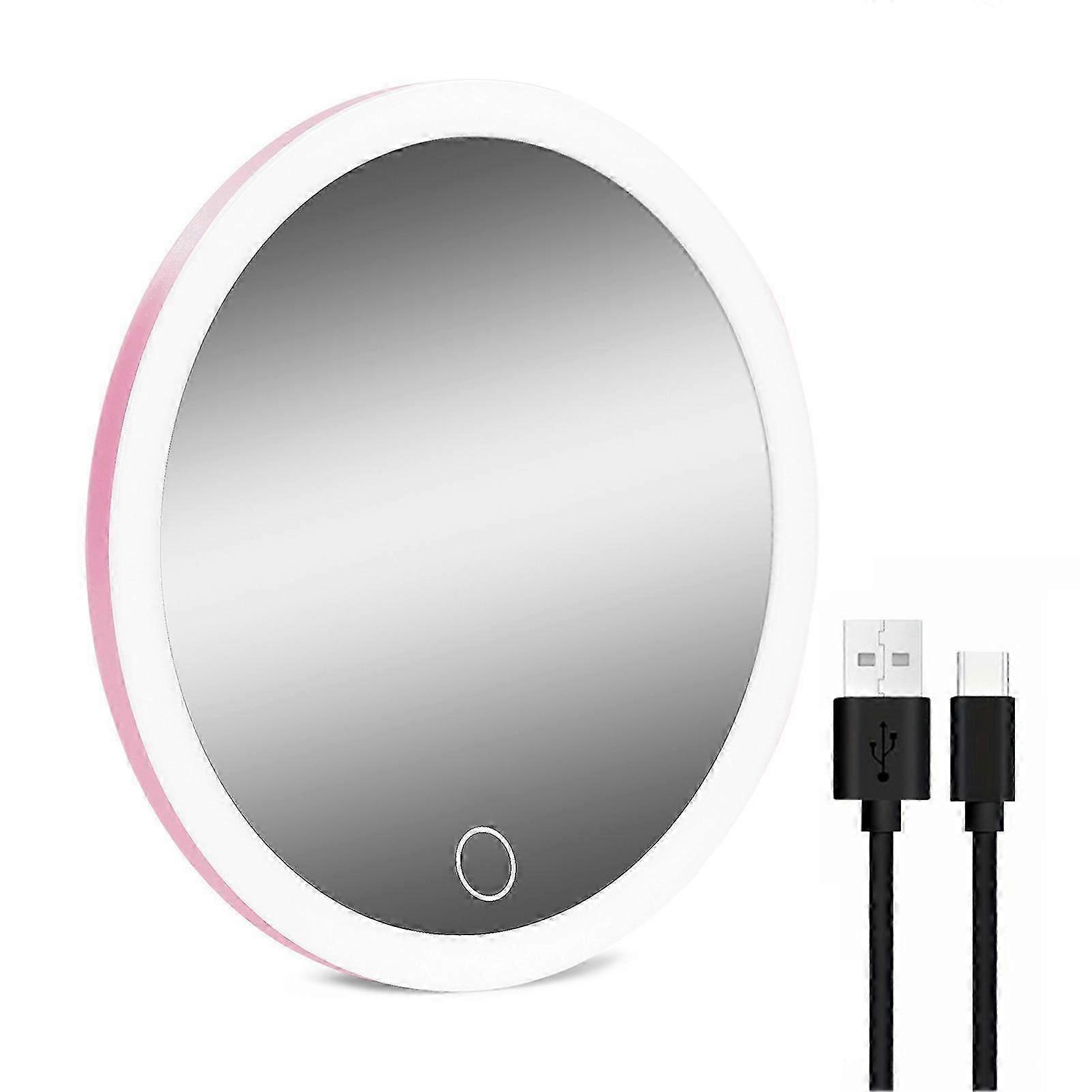 10/20/30X Magnifying Mirror with 3-Color LED Light Suction Cup Dimmable USB Rechargeable Portable Travel Handheld Men Women Makeup Vanity Mirror[HS]