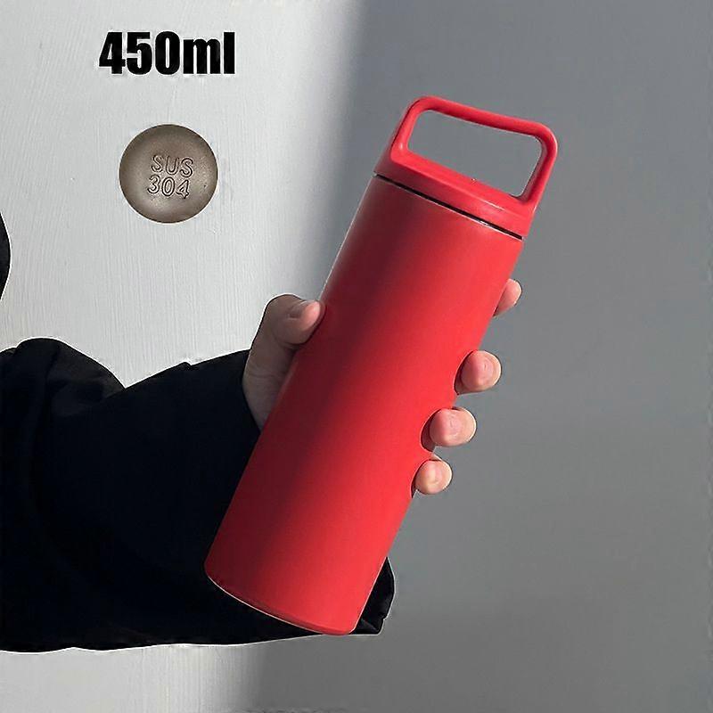 Leak Proof Water Bottle 15oz,Insulated Double Walled Stainless Steel Thermos Bottles for Men,Women-Red