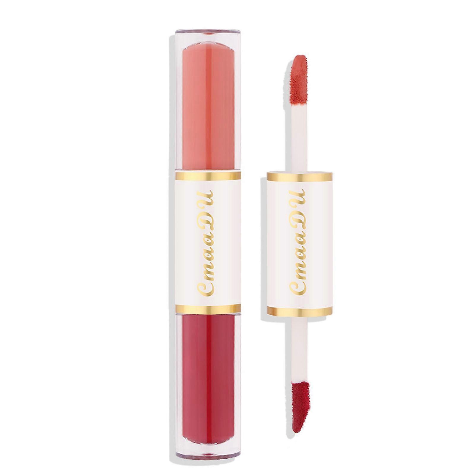 Double-headed Lip Glaze Lock Color Raincoat Lipstick Is Non-fading And Not Stained With Glass Mirror Water Gloss Dudu Lip Glaze