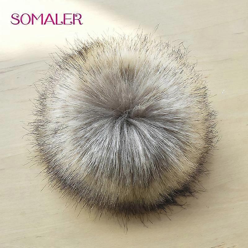 SOMALER Faux Fur Pompoms for Hats DIY Sewing Fake Raccoon Fur Balls with Button Artificial Fur Pompoms Accessories