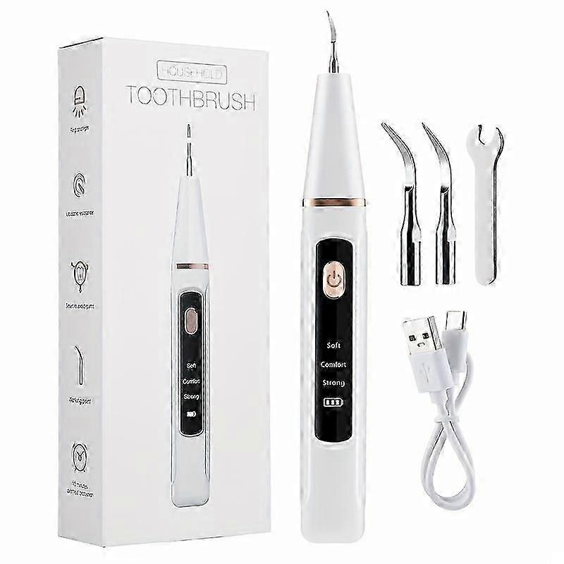 Ultrasonic Electric Tooth Cleaner - Plaque Remover For Teeth Remove Teeth Stain Tarter Plaque Calculus - Adjustable Modes 3 Replaceable