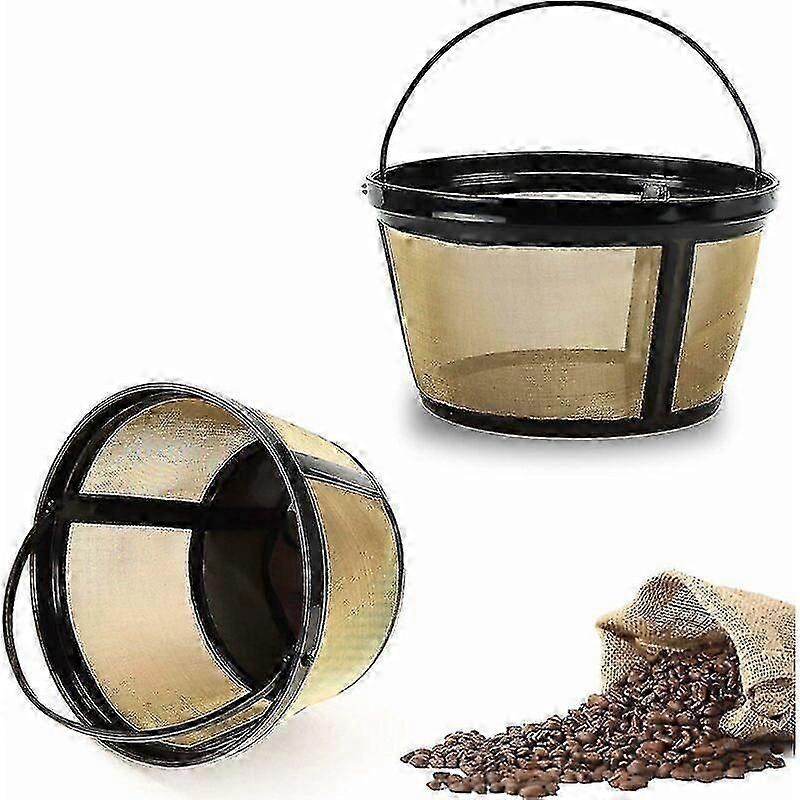 Pack Coffee Filter Basket 8-12 Cups Replacement Coffee Filter With Stainless Steel Mesh Base For Coffee Machines And Brewers, Reusable Coffee Filter
