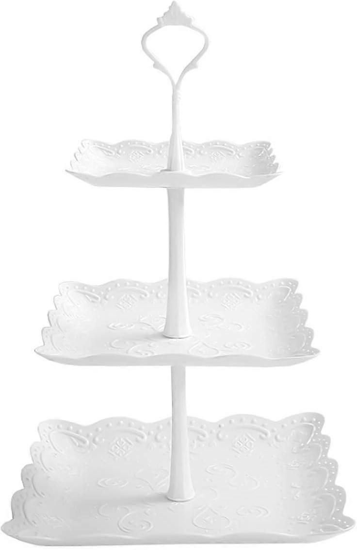 Three-tier cake stand, square plastic cake stand