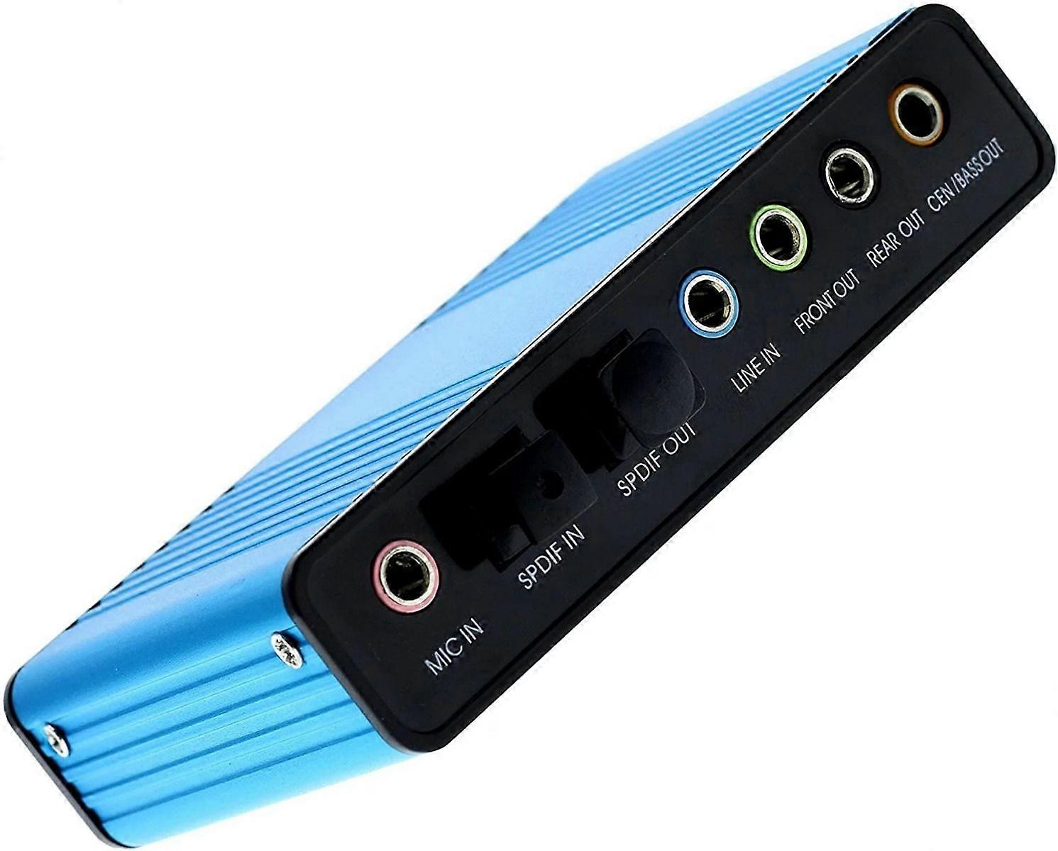 2025 New USB 2.0 External Sound Card 6-channel 5.1 Surround Sound Adapter Audio for PC-blue,,F115768
