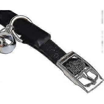 Soft Velvet Safe Cat Adjustable Collar Bling Diamante With Bells 11 Inch Black