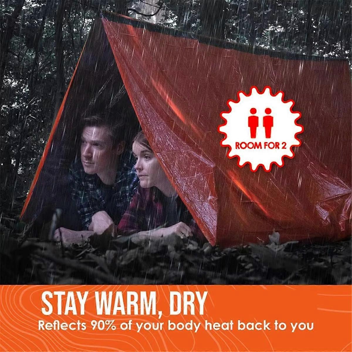 Outdoor Insulated Emergency Tent 2 Person Waterproof Emergency Life Saving Insulated Includes Life W