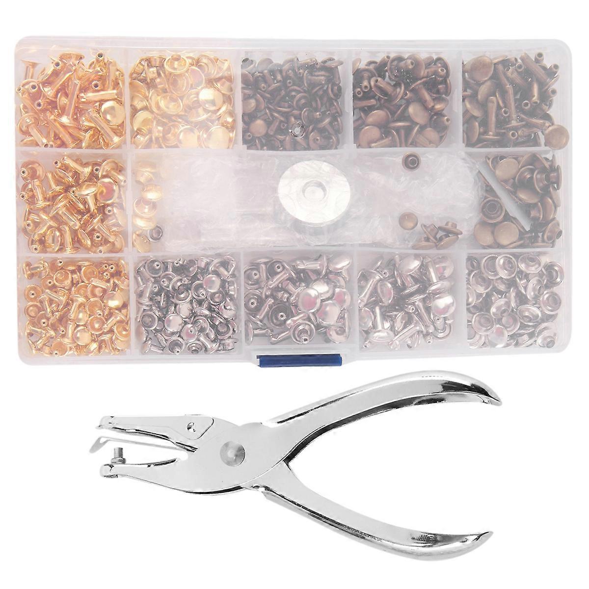 Rivets for Leather, 300 Sets Double Cap Rivets 3 Sizes