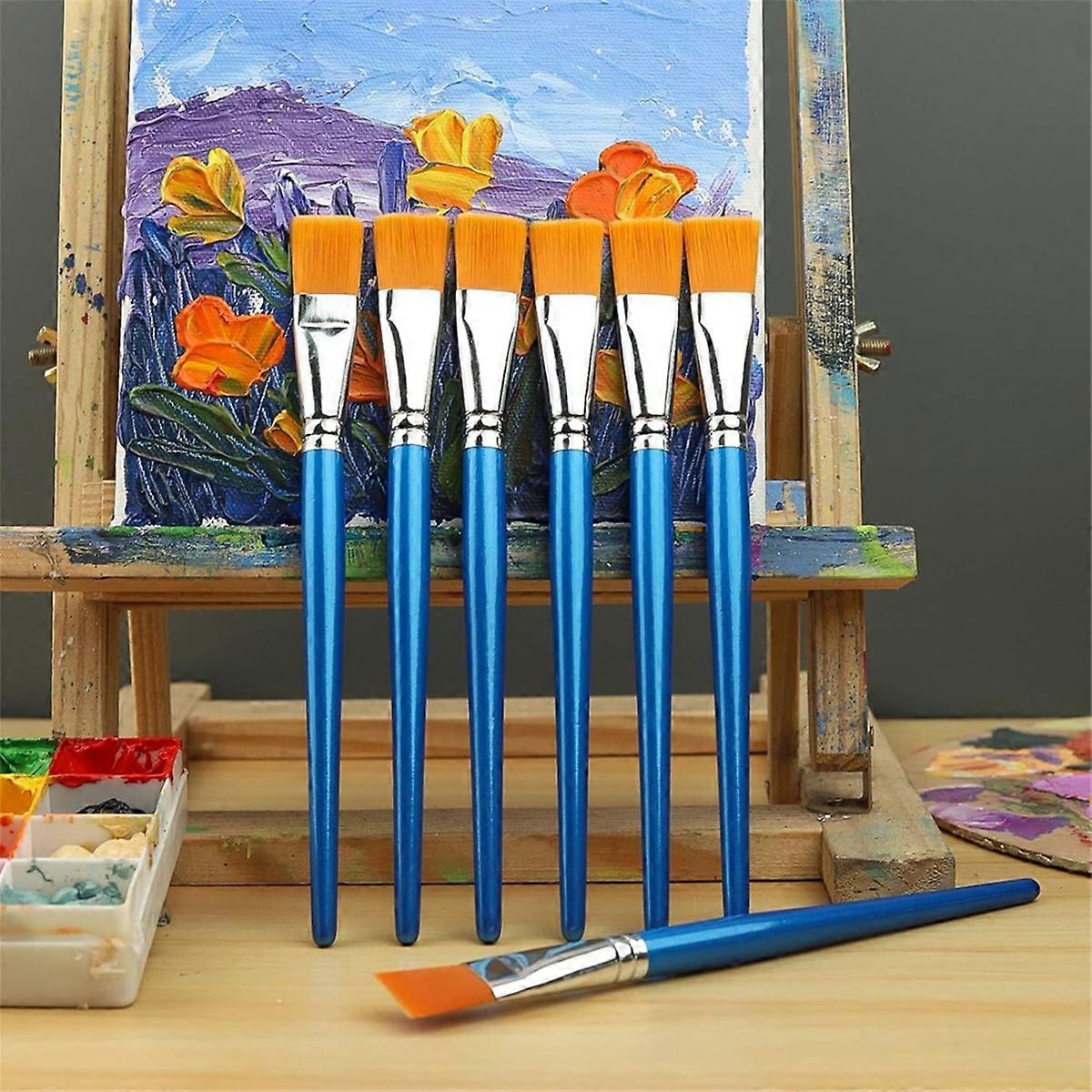 12Pcs Large Synthetic Paint Brushes Bulk with Wooden Handle