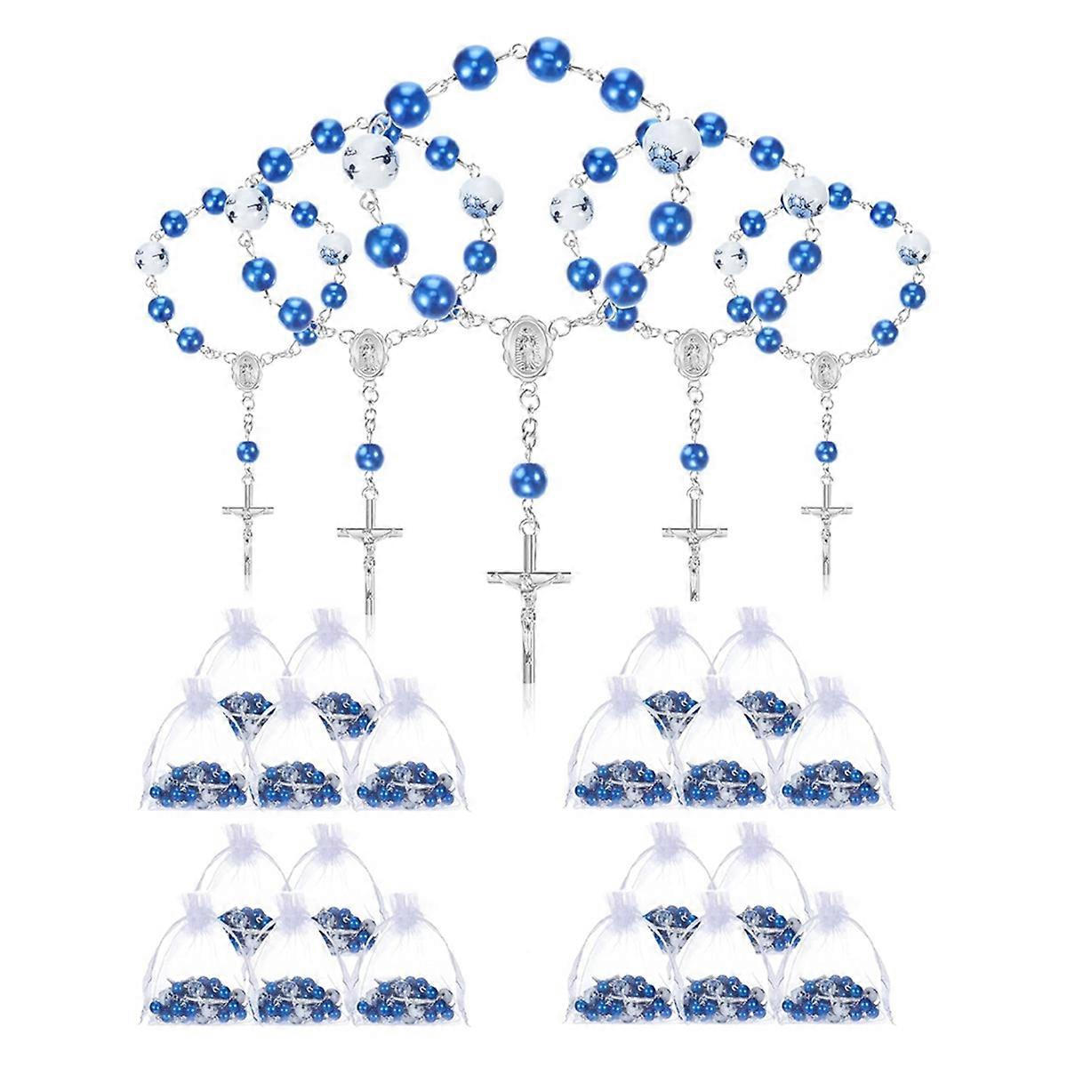 25 Pieces Blue Baptism Rosary Mini Rosaries Small Rosary Party