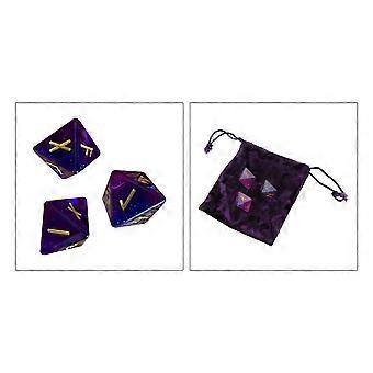 3 Pcs 8-Sided Rune Dice Resin Assorted Polyhedral Dice Set Divination Game Toys  Purple