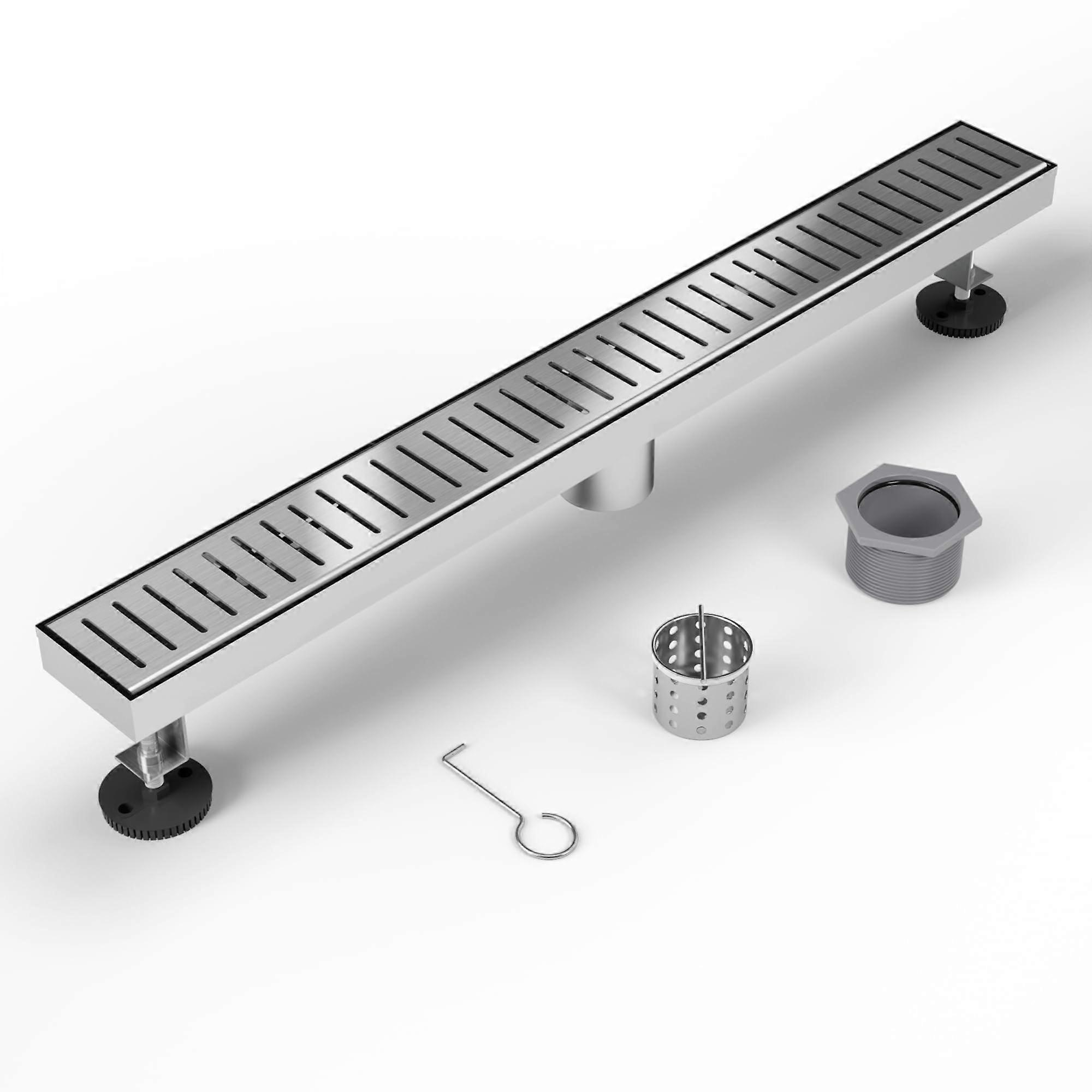 Stainless Steel Brushed Nickel Linear Shower Drain with Removable Capsule Pattern for Bathroom Shower Floor Adjustable Rectangular