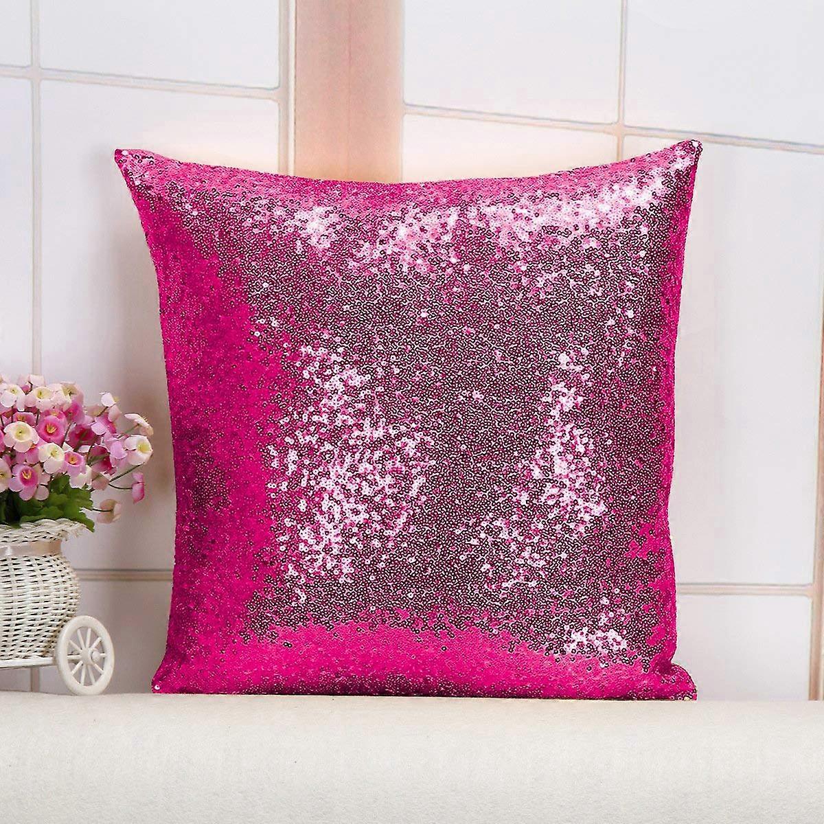 Pillow Case 2-Pack With Hot Pink Sequins For Decorative Throw Pillows 24x24 Inch