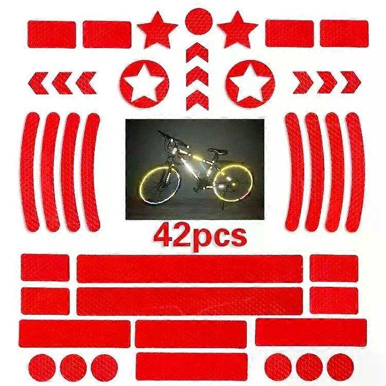 Bicycle Reflective Stickers-Honeycomb Grid Stripe Warning Strips,Red-Red