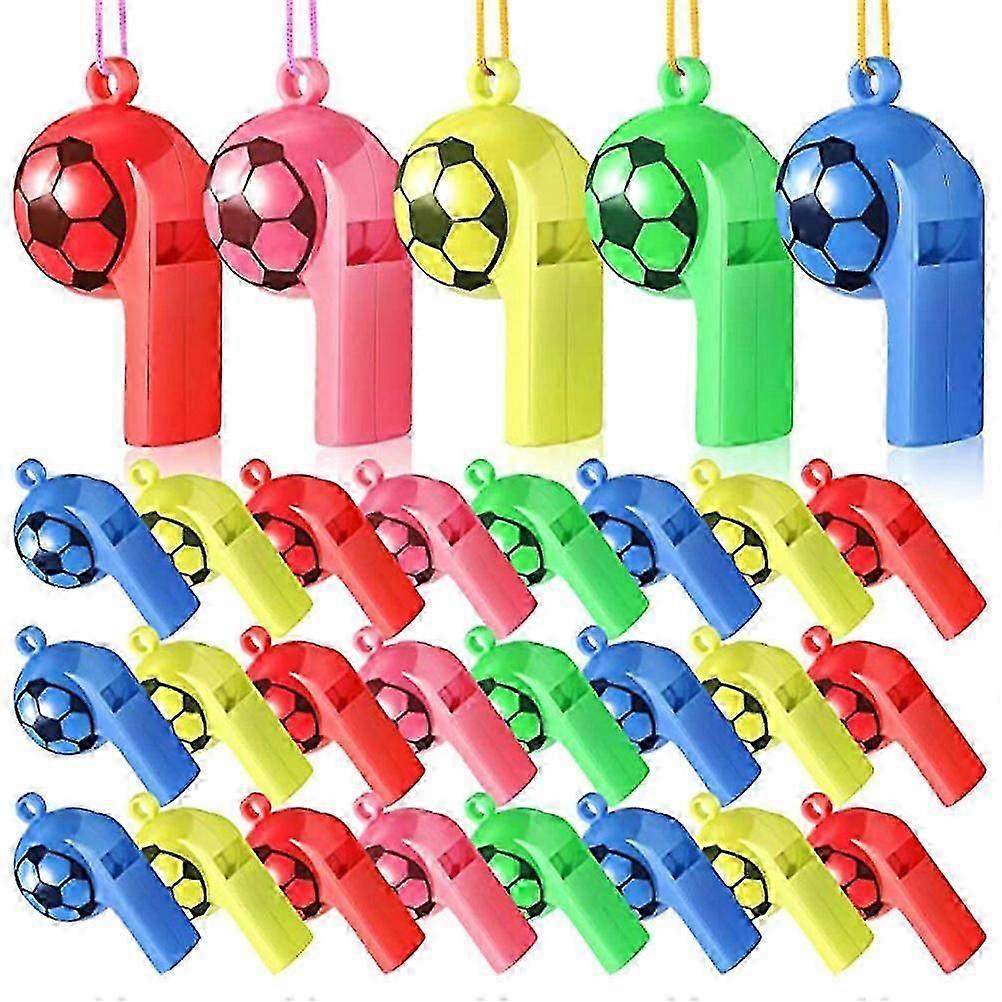 24 件塑料哨子带挂绳足球图案哨子训练运动哨子