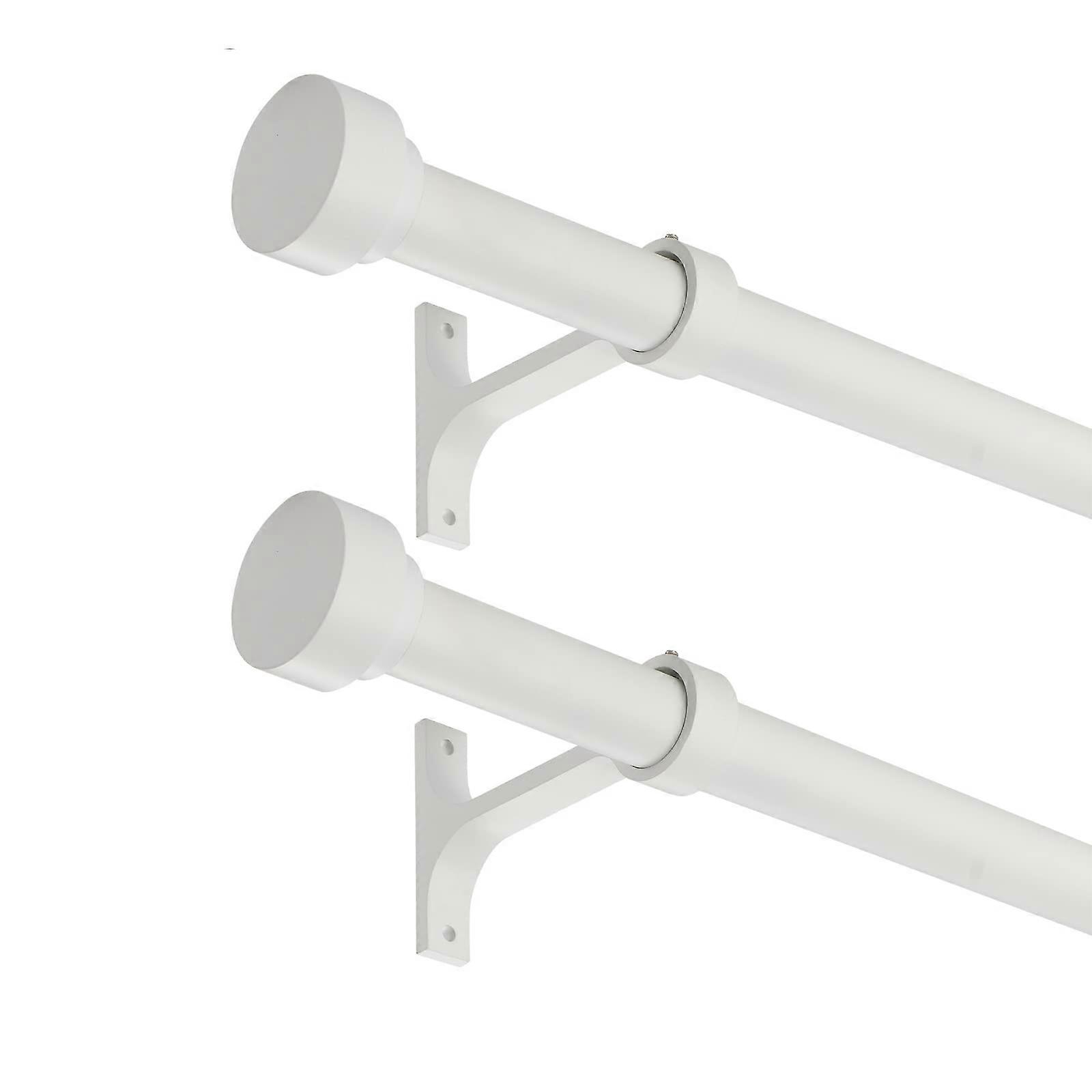 2 Pack 1 Inch Diameter Single Curtain Rods 72-144' Adjustable Window Curtain Rod with Cylindrical Cap Finials