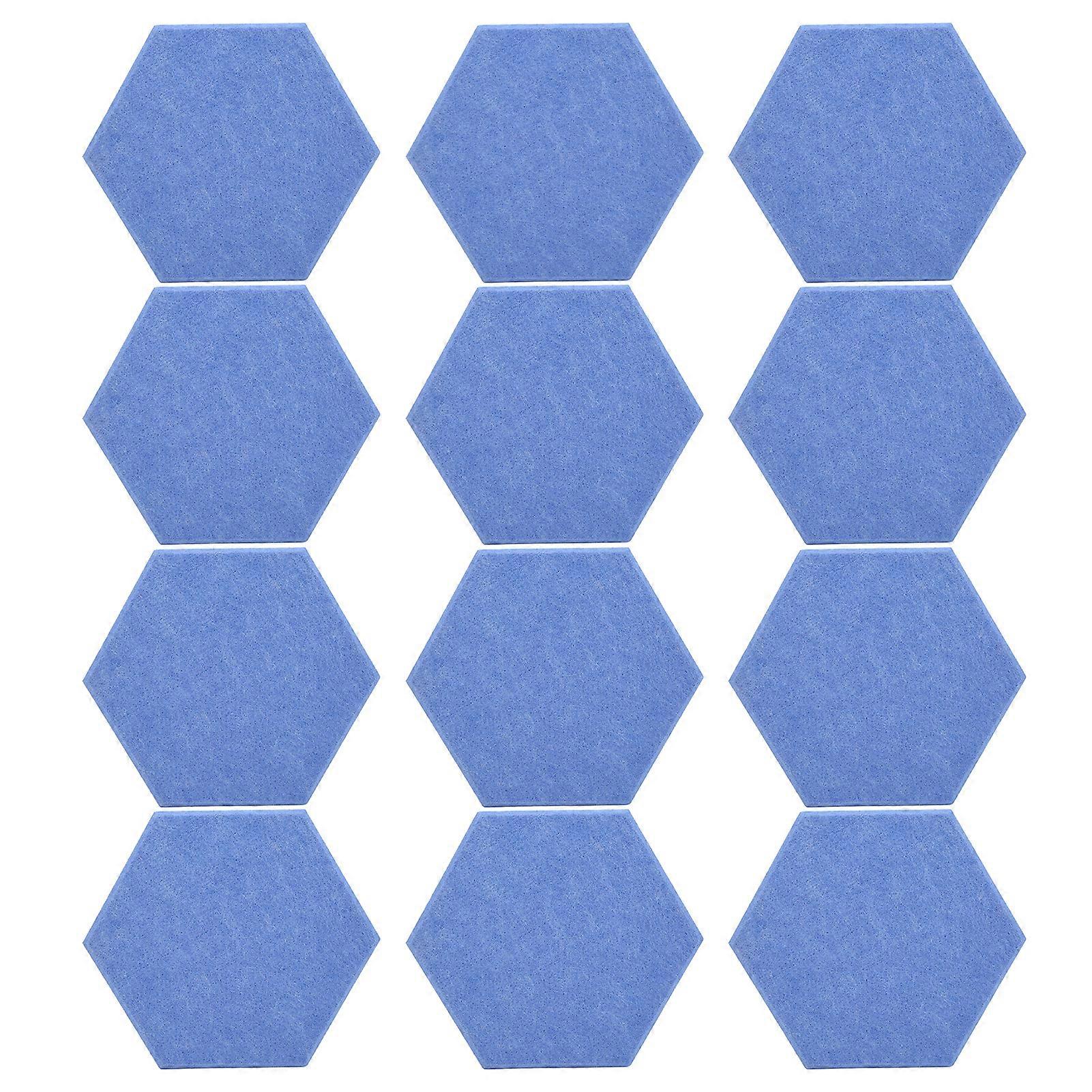 12Pcs Sound Absorption Board Hex Adhesive Acoustic Panels Wedges Wall Soundproof EnclosureBlue