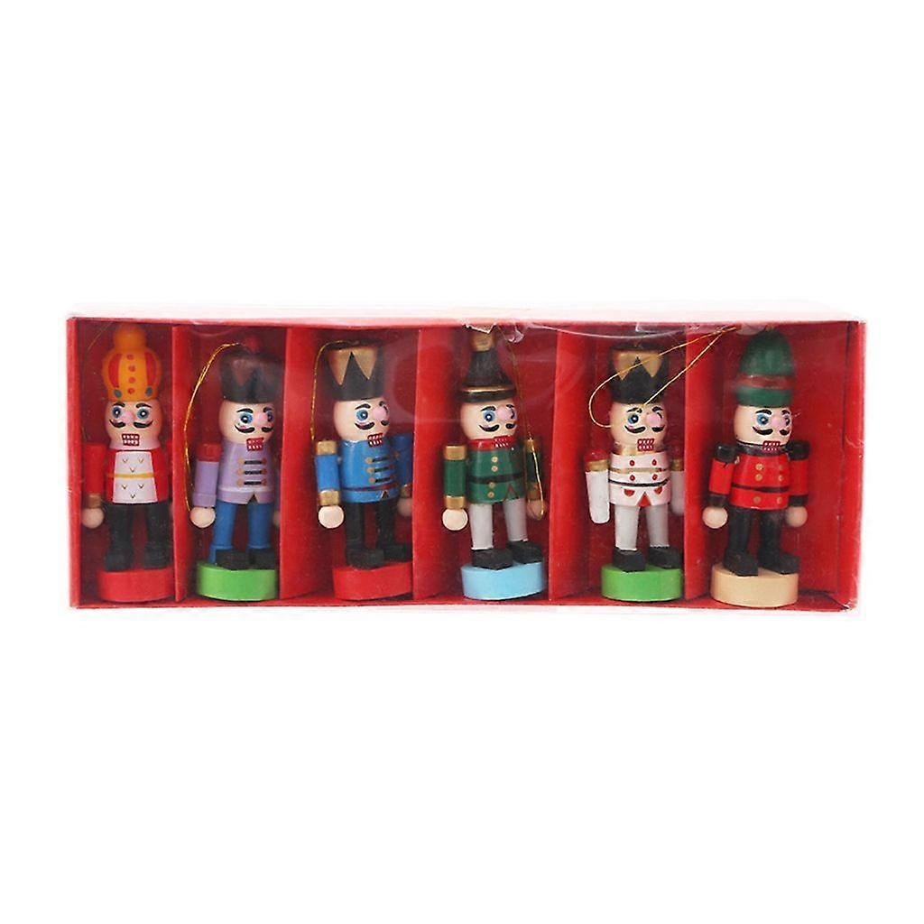 6PCS Christmas Nutcrackers Statue Figures Nutcrackers Desktops Figures Decors